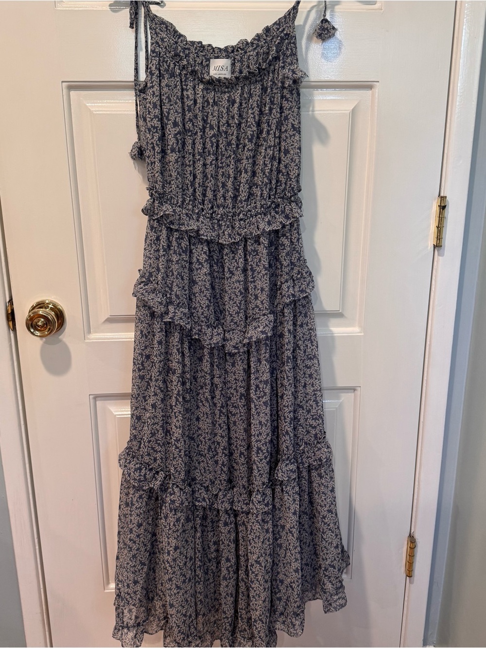 Misa Los Angeles Blue Floral Tiered Maxi Dress
